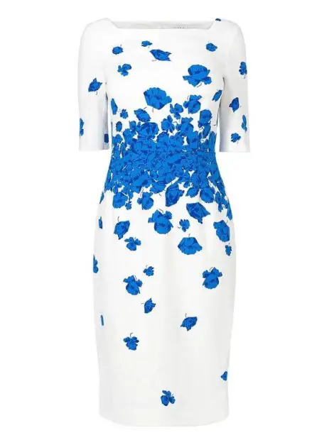 LK Bennett 'Lasa' Blue Poppy Print Dress