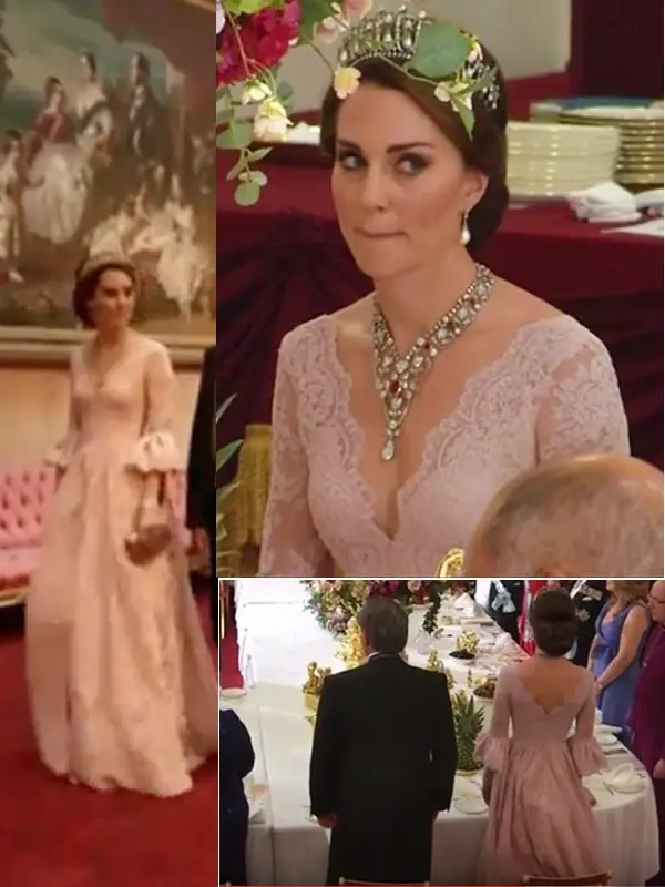 The delecate Marchesa Dusty Pink Gown made its one and only appearance in July 2017 at the Spanish State Banquet