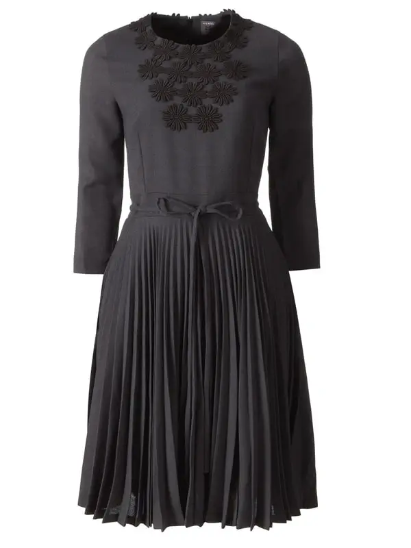 Orla Kiely Grey Floral Appliqué Pleated Dress