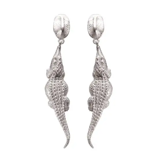 Patric Mavros Croc Hornback Dangle Earrings