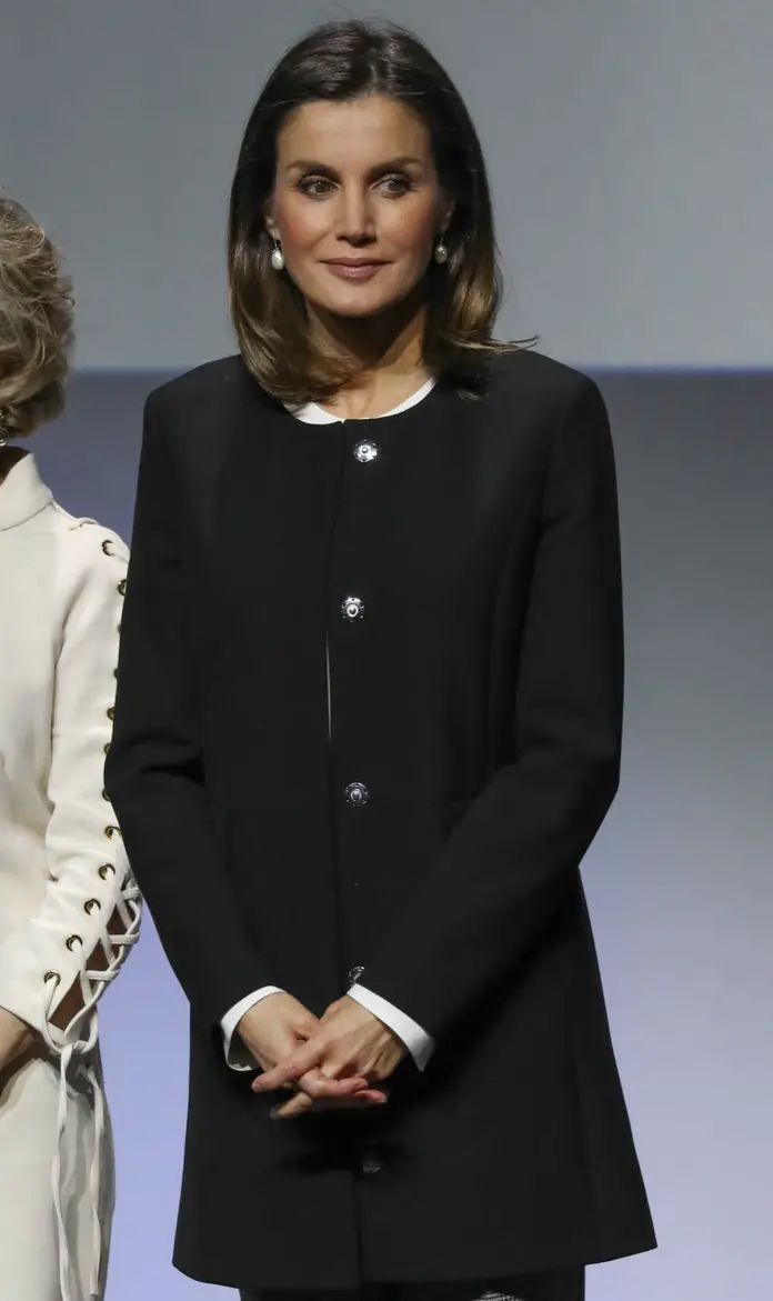Queen Letizia wore Hugo Boss Mele Coat at BBVA Integra Awards
