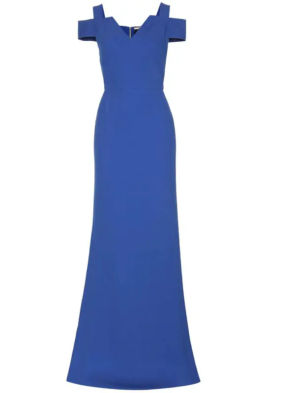 The Duchess of Cambridge wore Roland Mouret 'Nansen' Royal Blue Cold-Shoulder Gown for a Palace Reception