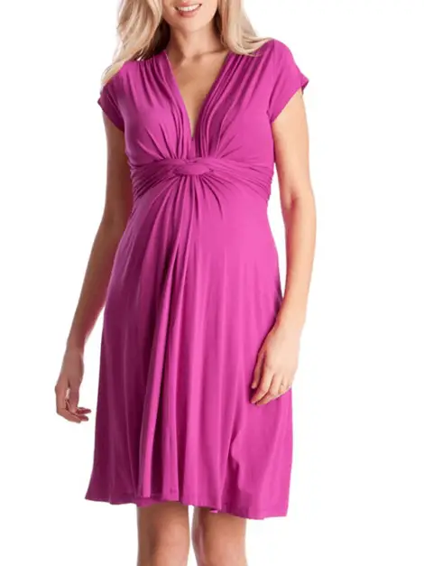 Séraphine Pink Fuchsia Knot Front Maternity Dress