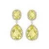 Kiki McDonough lemon Quartz and diamond pear and oval drop earrings