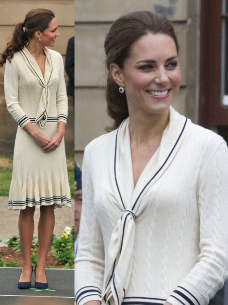 The Duchess of Cambridge debuted Alexander McQueen Sailor Dress in July 2011 during Canada tour