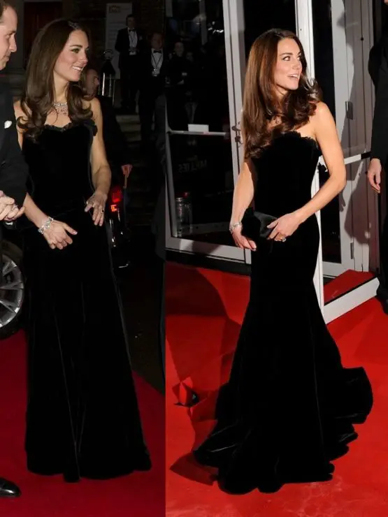 The Duchess of Cambridge wore Alexander McQueen Velvet Gown in December 2011