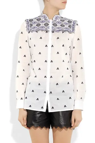 Alice by Temperley Armonia Embroidered Cotton Blouse