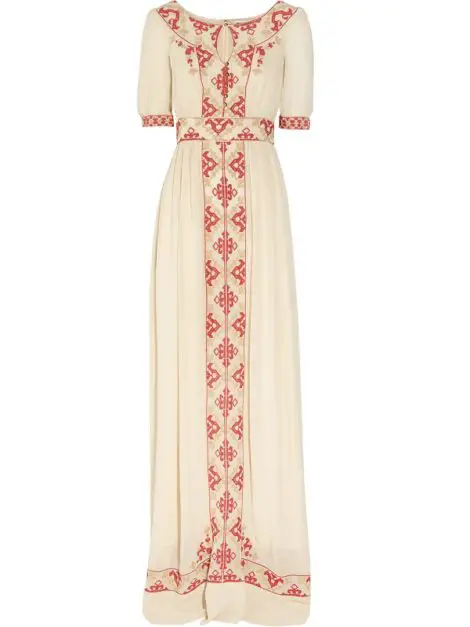 Alice by Temperly Beatrice Embroidered Crepe Maxi Dress