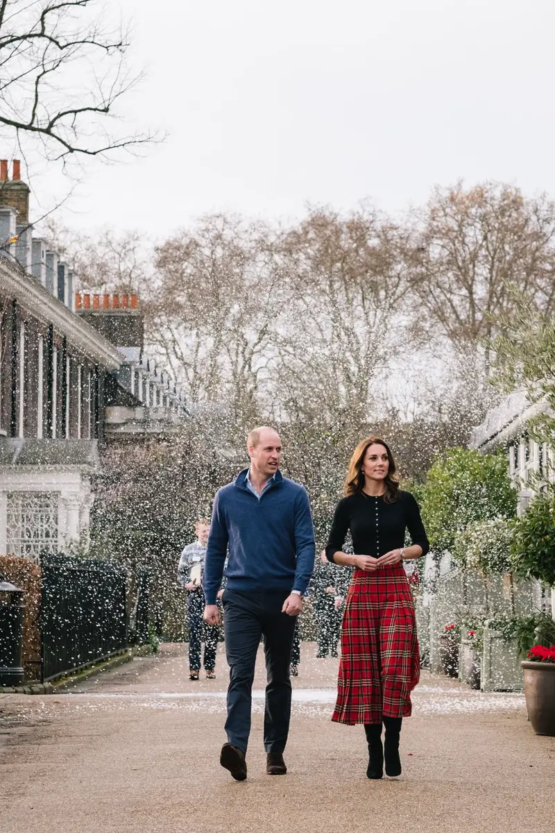 The Duke and Duchess of Cambridge, Prince William and Catherine, hosted a Christmas Party at the orangery of Kensington Palace