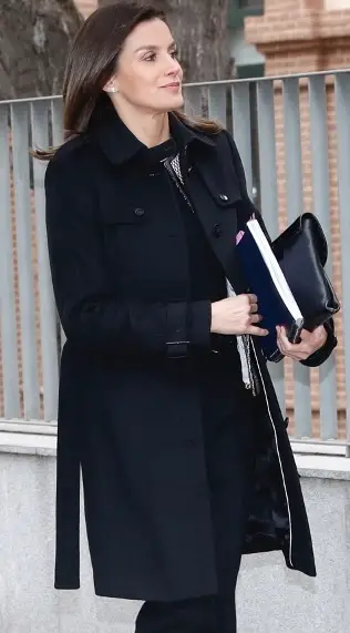 Queen Letizia wore Hugo Boss Trench Coat at FEDER Meeting
