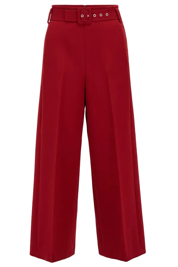 Hugo Boss 'Trima' dark red cropped wide-leg trousers