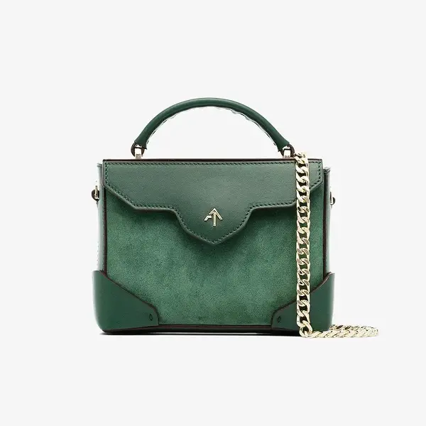 The Duchess of Cambridge carried Manu Atelier Green Micro Bold Leather Shoulder Bag
