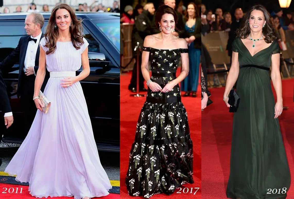 The Duchess of Cambridge at BAFTA throughout the years