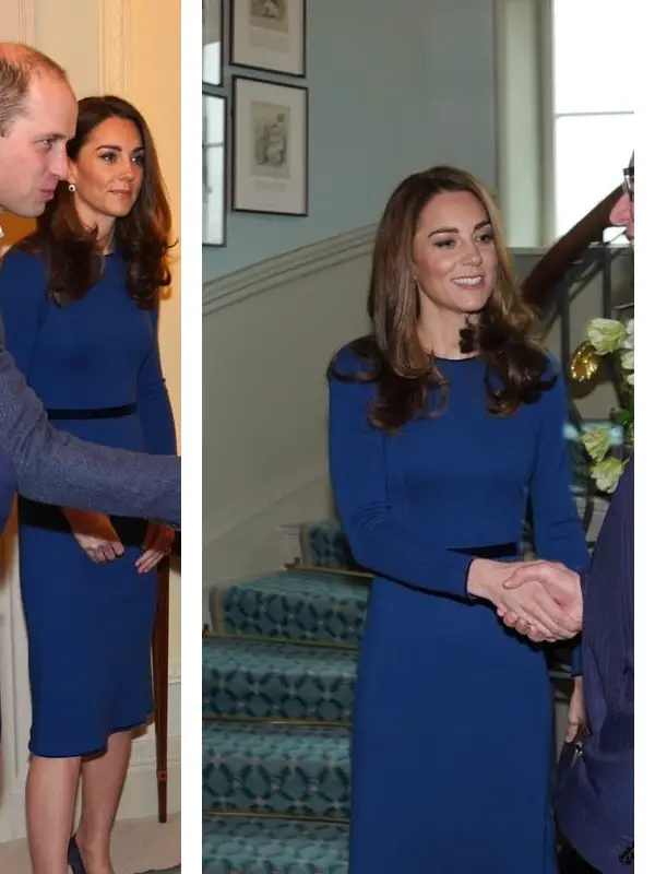 The Duchess of Cambridge wore Jenny Packham Blue Sheath Dress in Northern Ireland