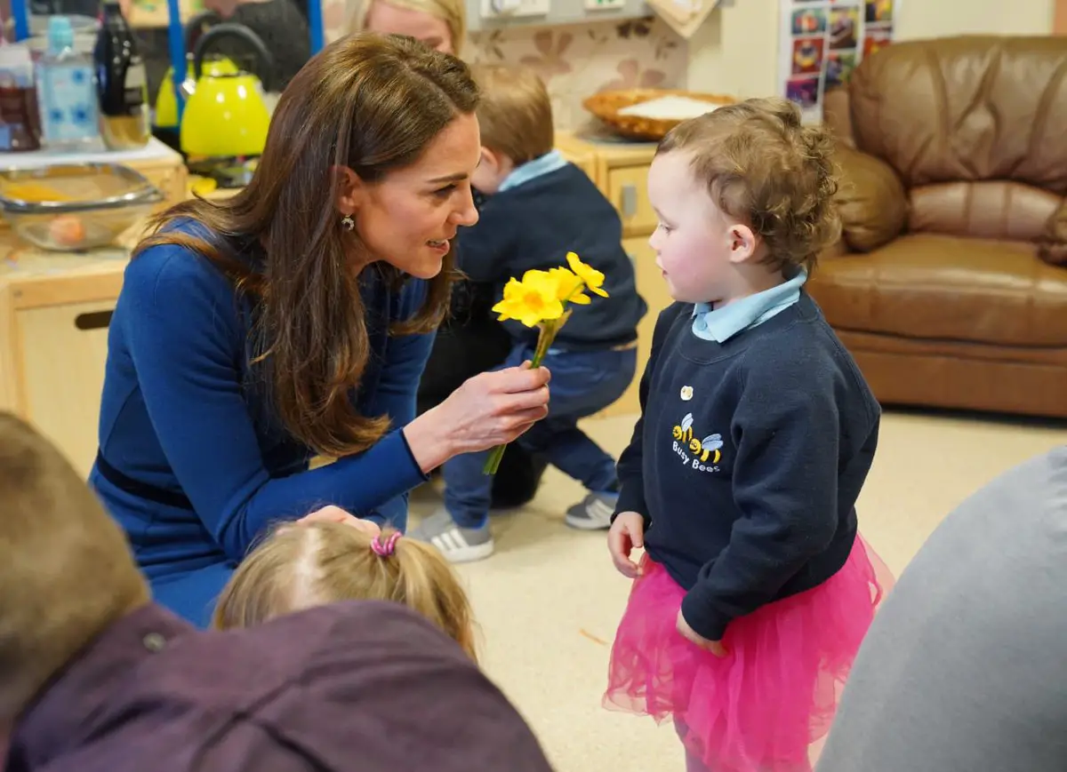 The Duchess of Cambridge was presented with Daffodils that represent St David's Day