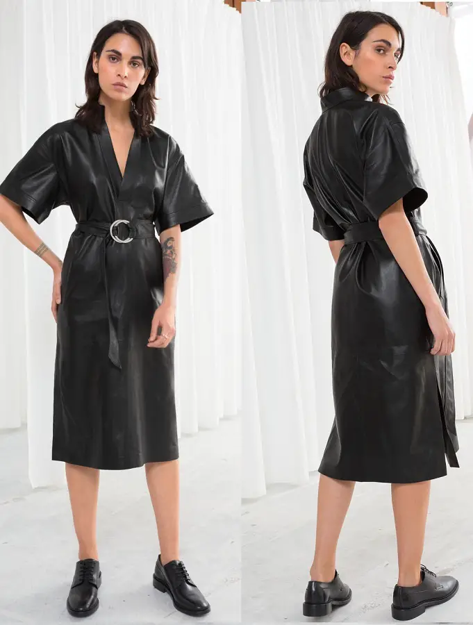 Letizia was wearing her & Other Stories Belted Leather Midi Dress
