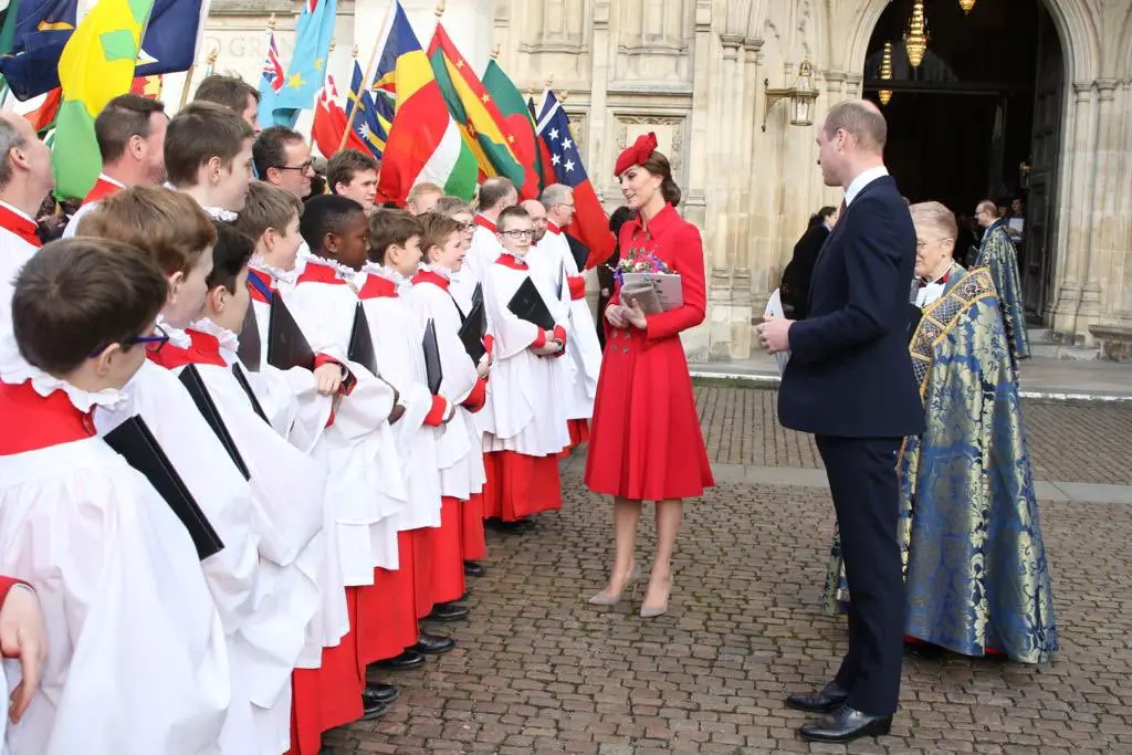 The Duchess of Cambridge talking to the Abbey Choir team.