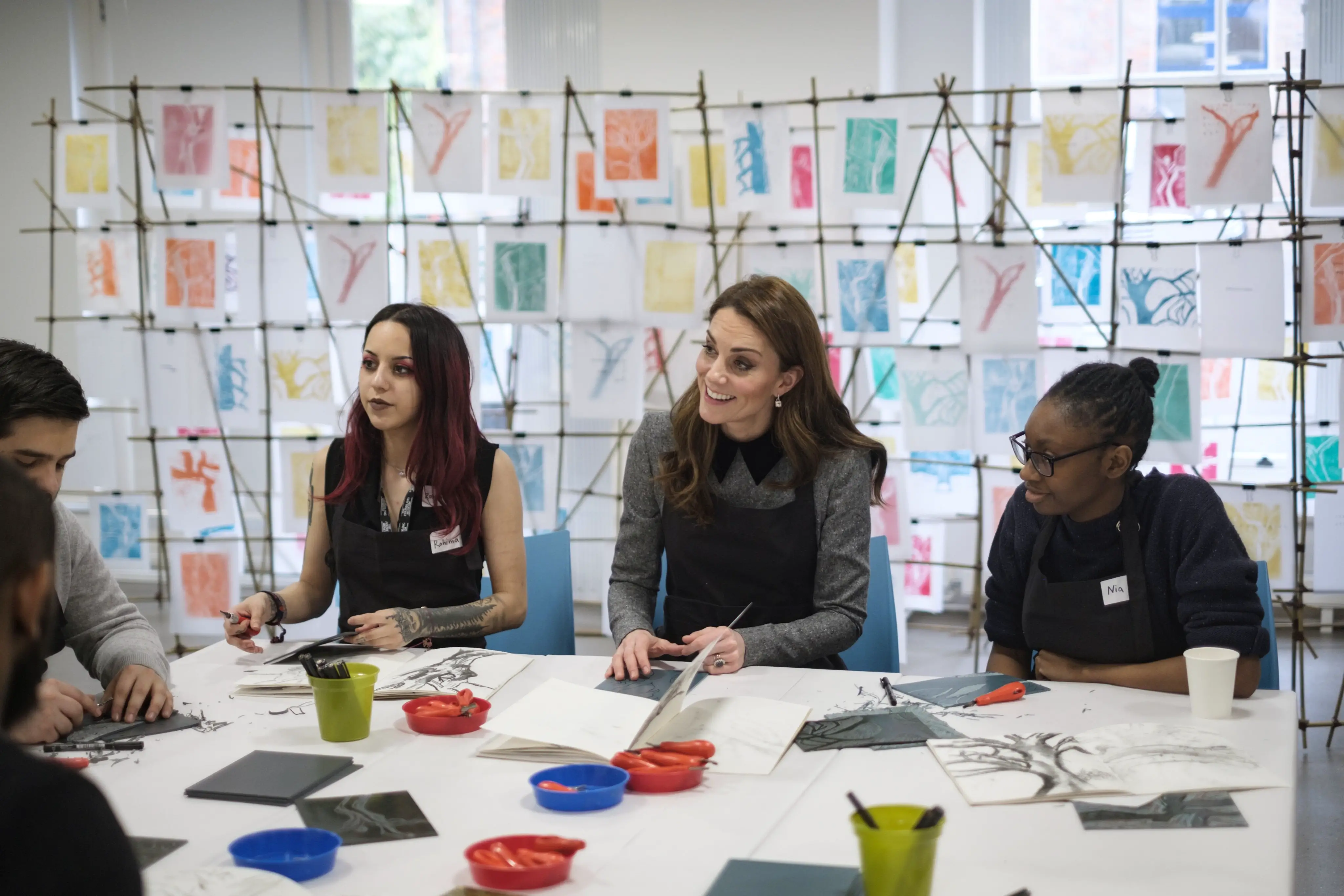 The Duchess of Cambridge joined them in a creative ‘Tracing our Tales’ training session