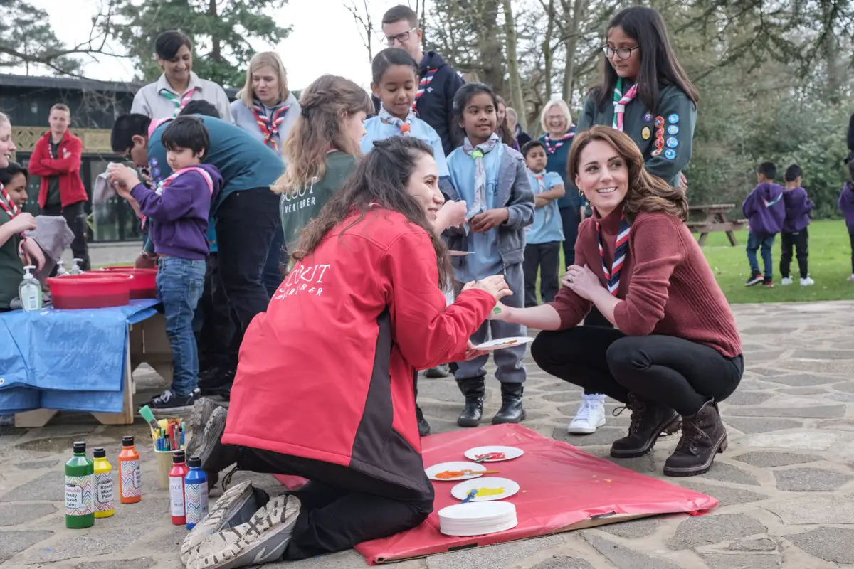 Sporty Duchess was not afraid of getting dirty as she joined kids at the Gilwell Park