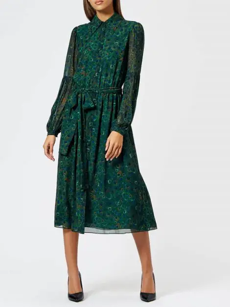 MICHAEL KORS Women's Midi Shirt Dress - Joule Green
