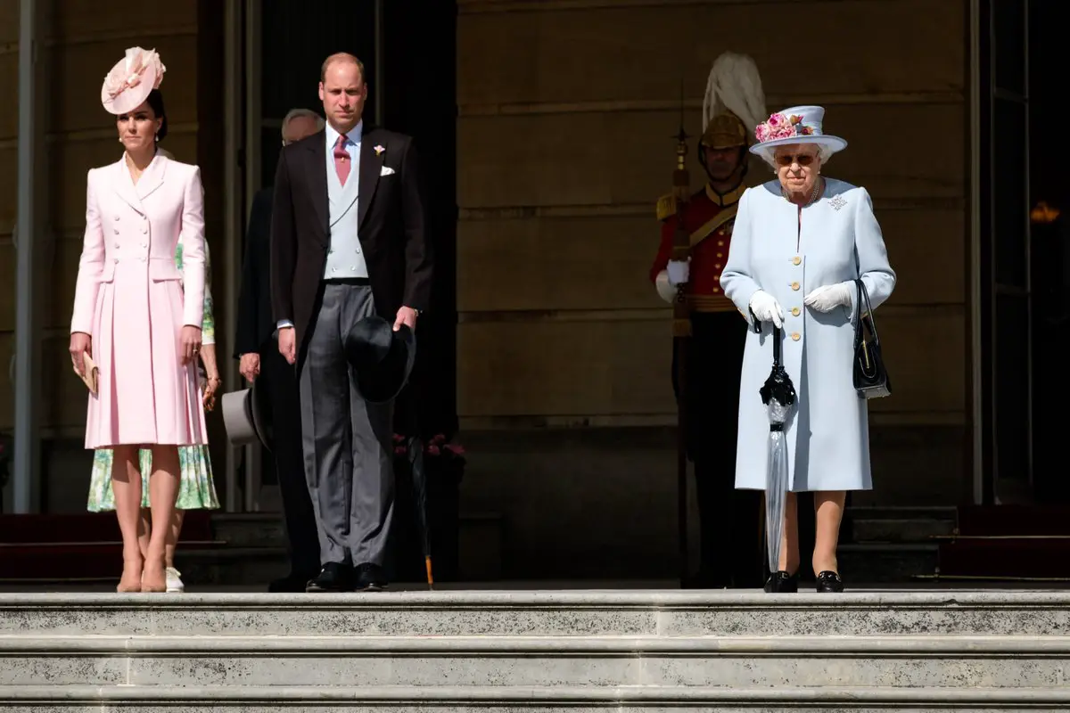 The Queen, accompanied by other Members of the Royal Family, enter the garden at 4 pm when the National Anthem is played