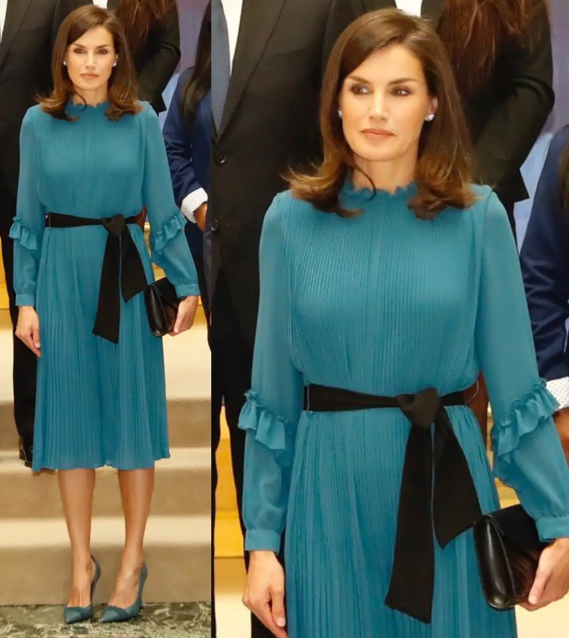 Queen Letizia of Spain looked gorgeous in Blue Zara