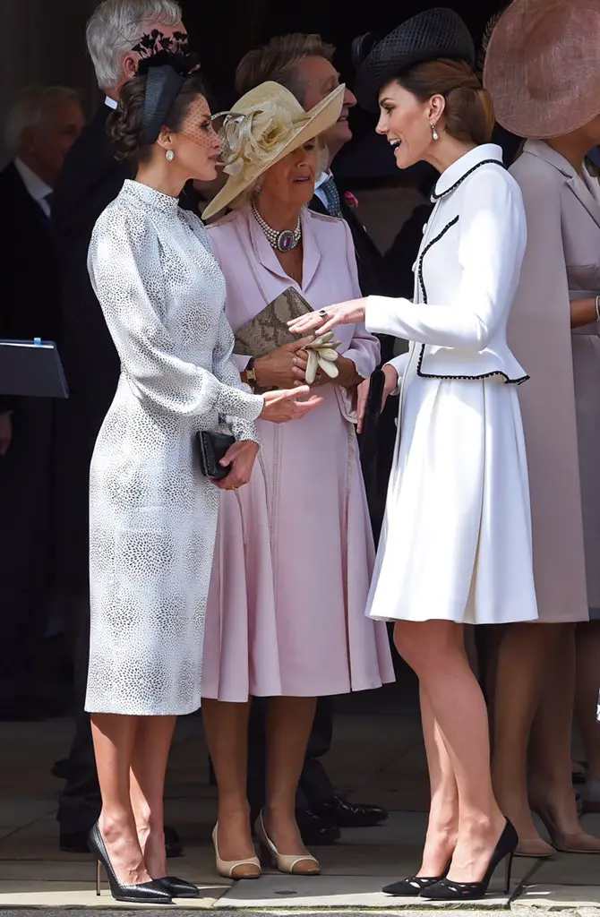 Queen Letizia and Duchess of Cambridge at Order of Garter Service