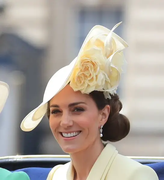 The Duchess of Cambridge wore Philip Treacy Hat and Alexander McQueen Coat Dress for Trooping the Colour Parade
