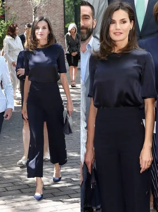 Queen Letizia in Regal blue at Student Residence Board Meeting