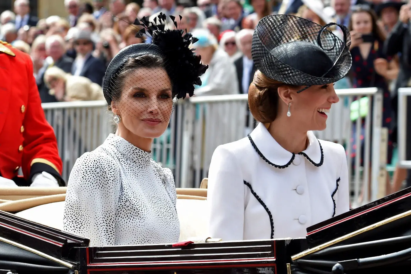 Queen Letizia and The Duchess of Cambridge chose black and white outfit at The Order of Garter Service
