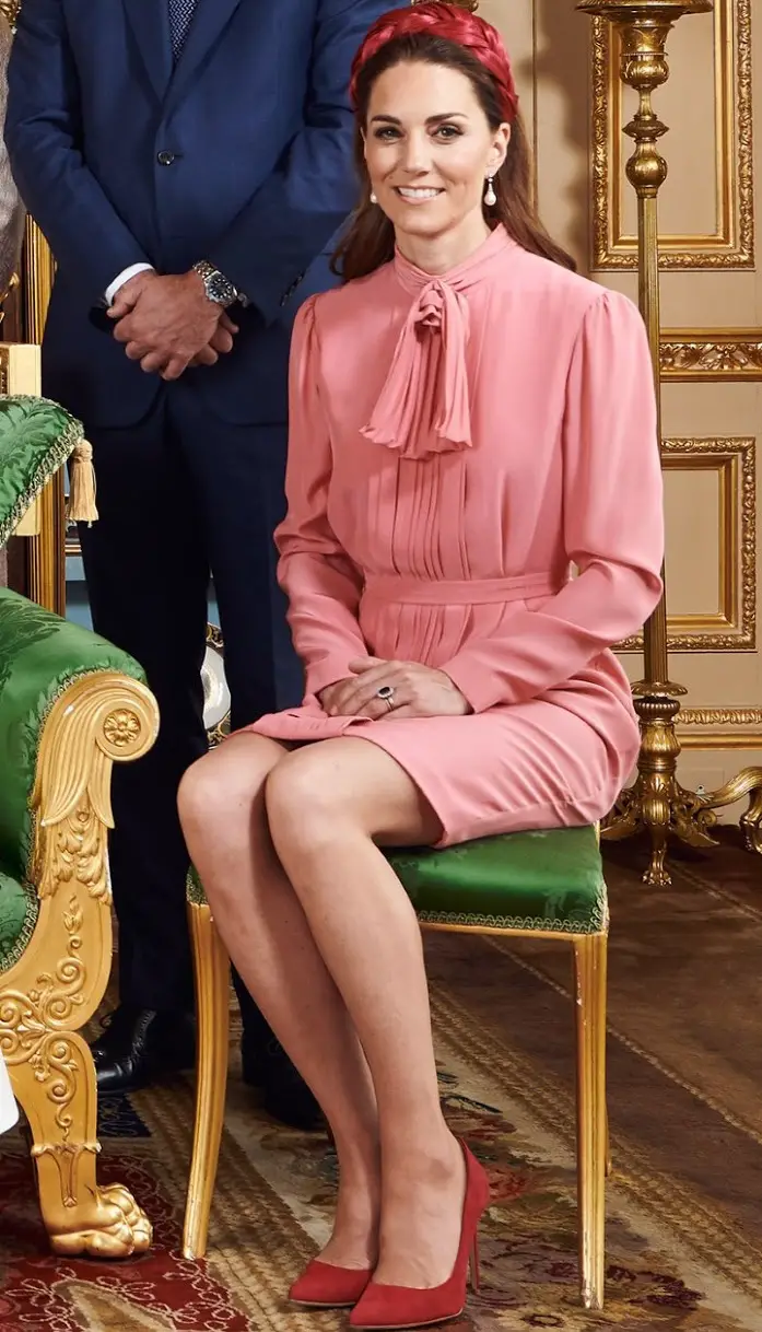The Duchess of Cambridge looked lovely in pink Stella McCartney for the chirstening of Archie Harrison