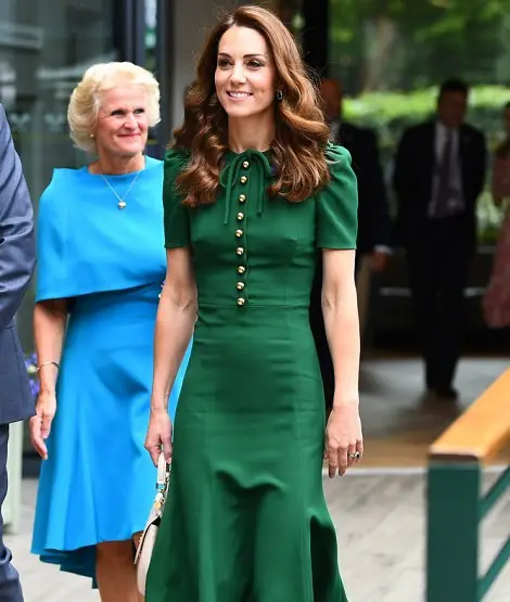 Duchess of Cambridge in green Dolce and gabbana dress at Wimbledon finale