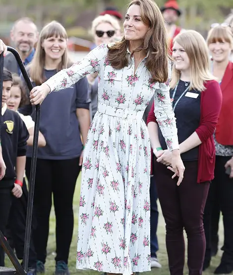 Duchess of Cambridge opened back to nature garden at RHS Wisley wearing Emilia Wickstead floral dress