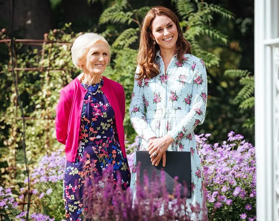 The Duchess of Cambridge opened back to nature garden at RHS Wisley wearing Emilia Wickstead floral dress