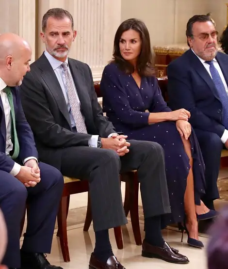 Queen Letizia wore blue Maje dress for first engagement after summer break