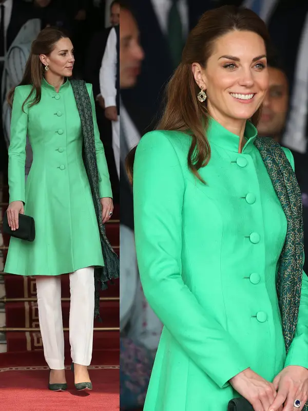 Duchess of Cambridge wore Catherine Walker Tunic and Maheen Khan Trouser to meet Pakistan Prime Minister Imran Khan