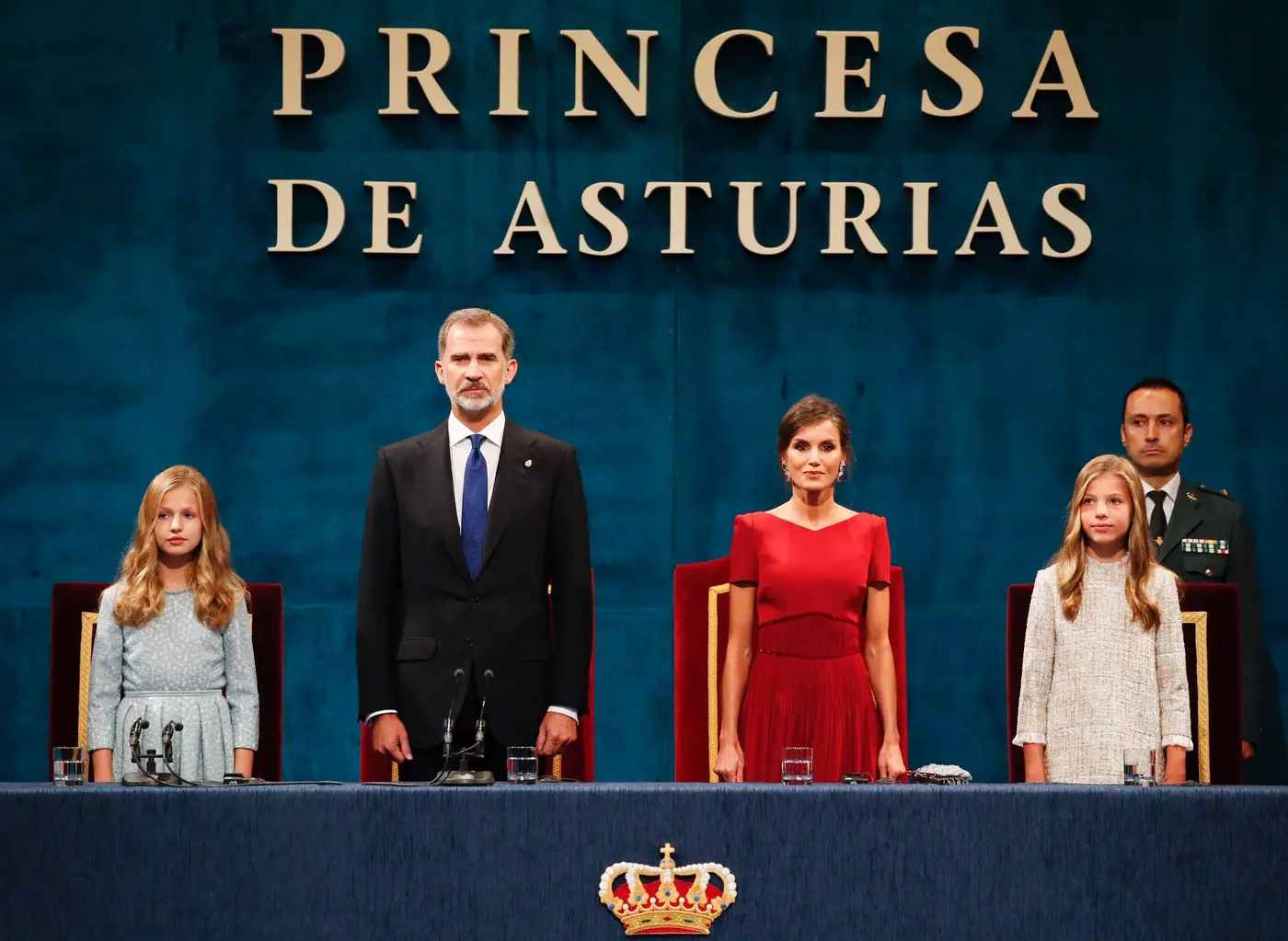 King Felipe and queen Letizia were proud parents when Princess Leonore presented the awards and her first speech