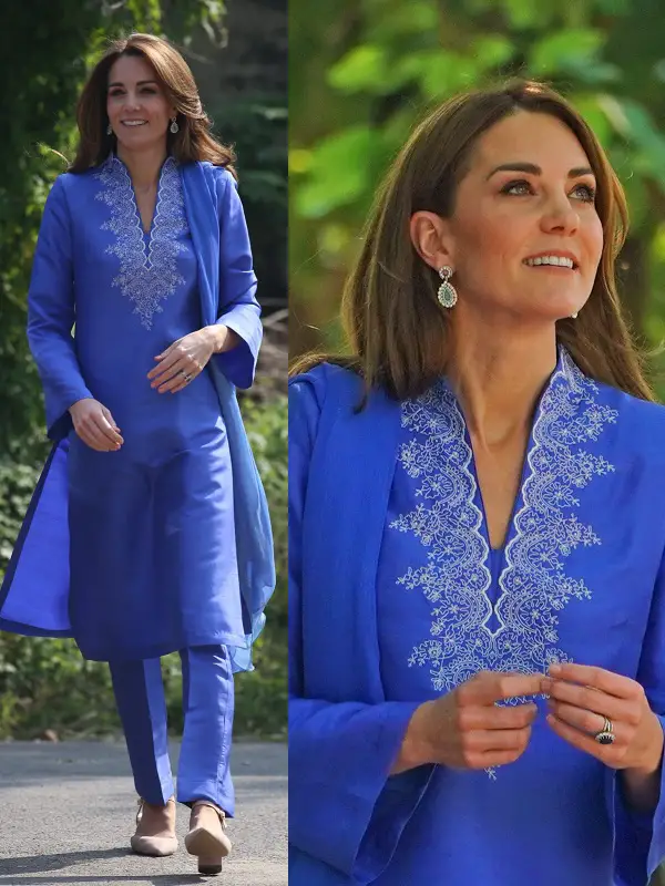 Duchess of Cambridge wore Maheen Khan Tunic and Trouser in Pakistan