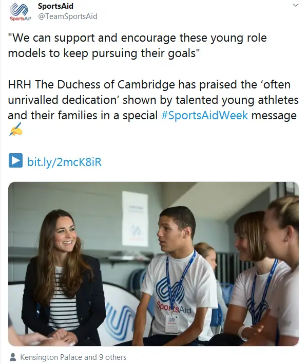 Duchess also lend her support to Sports Aid Week organized by her charity Sports aid