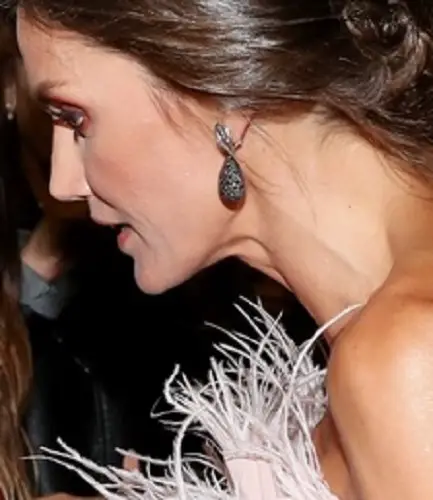 Queen Letizia wore de Grisogono black and white diamond teardrop earrings