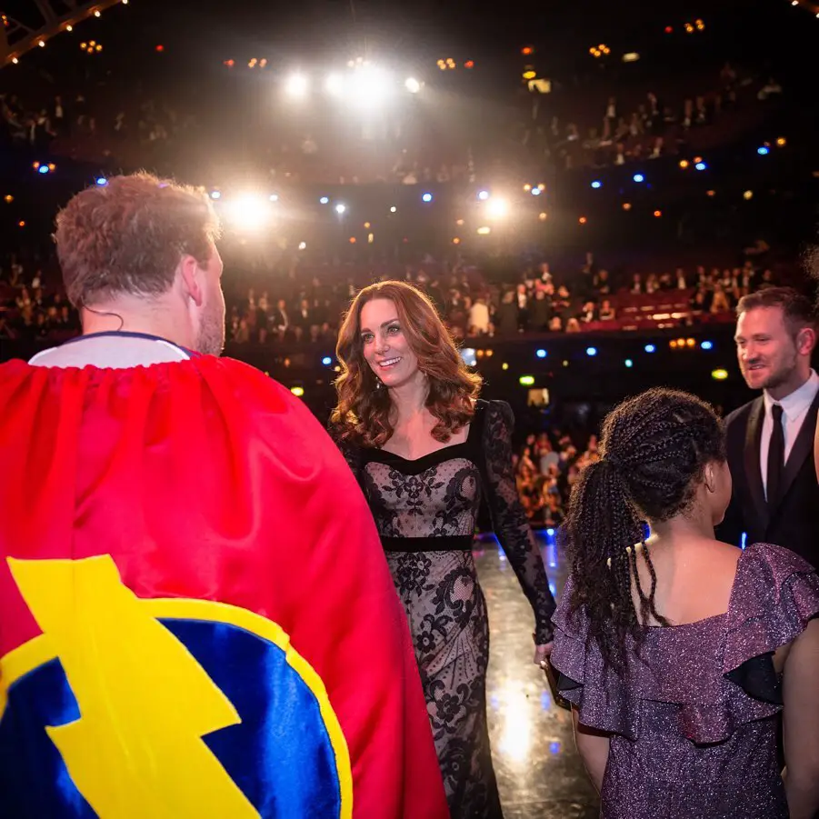 The Duchess of Cambridge meeting the artists after The Royal Variety performance