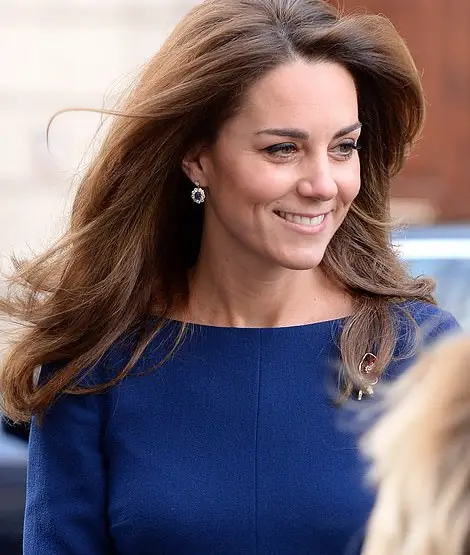 Duchess of Cambridge attended the launch of Natioanl Emergencies Trust wearing blue Emilia Wickstead Kate Dress