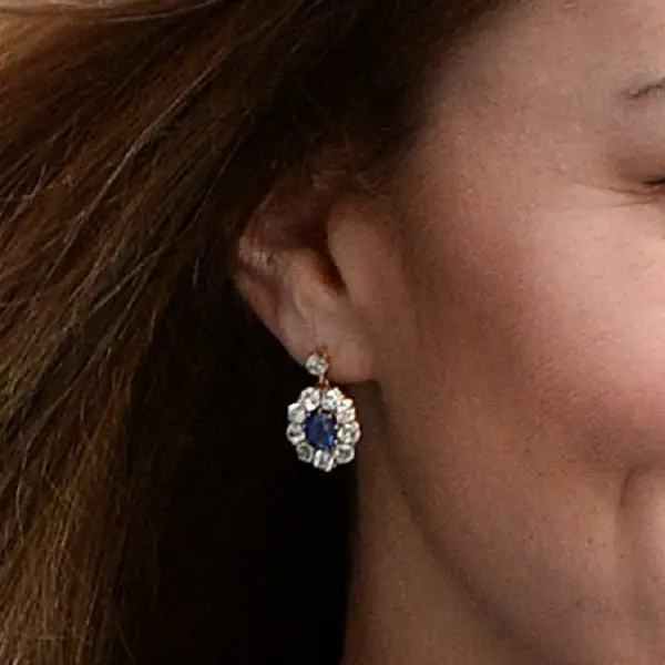 The Duchess of Cambridge wore Diamond and Sapphire Diana Earrings