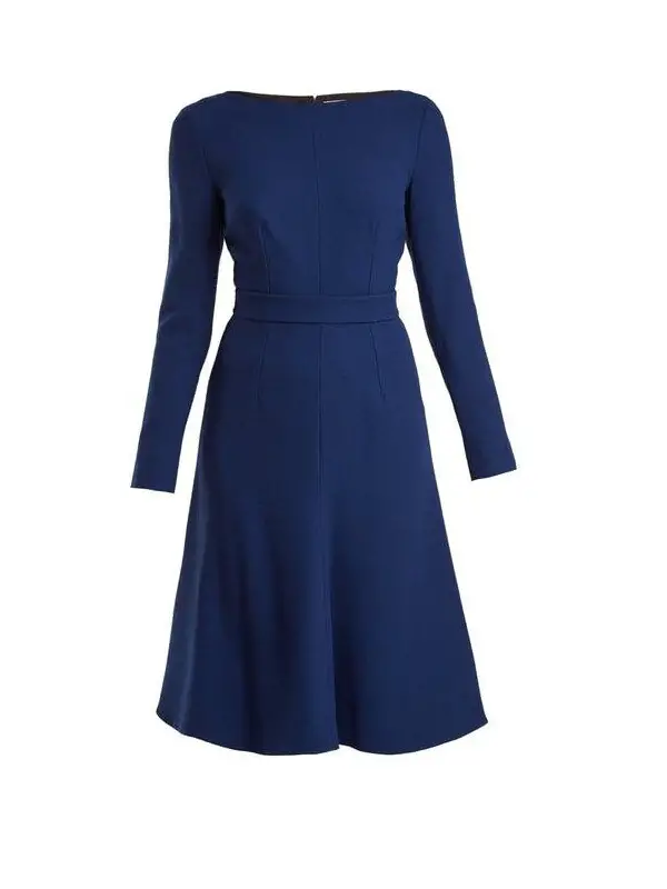 The Duchess of Cambridge wore Emilia Wickstead Kate Dress in Blue at the launch of national emergencies trust