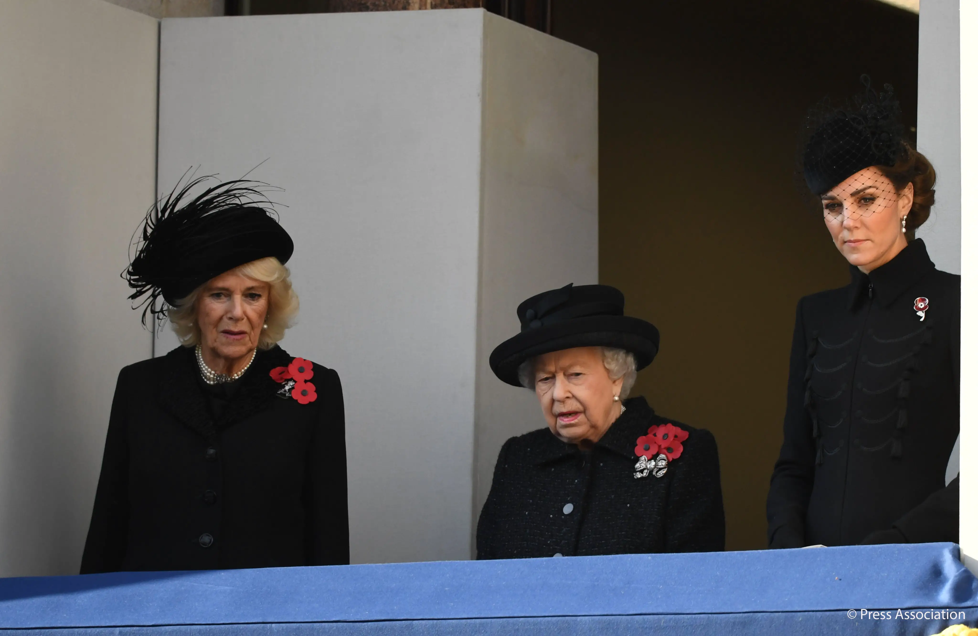 The Duchess of Cambridge at the remembrande day service in 2019 with The Queen and The Duchess of Cornwall