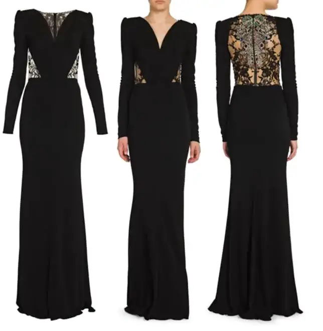 Alexander McQueen Bejeweled Long Sleeve Illusion Gown