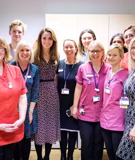 Duchess of Cambridge with Midwives and Nurses