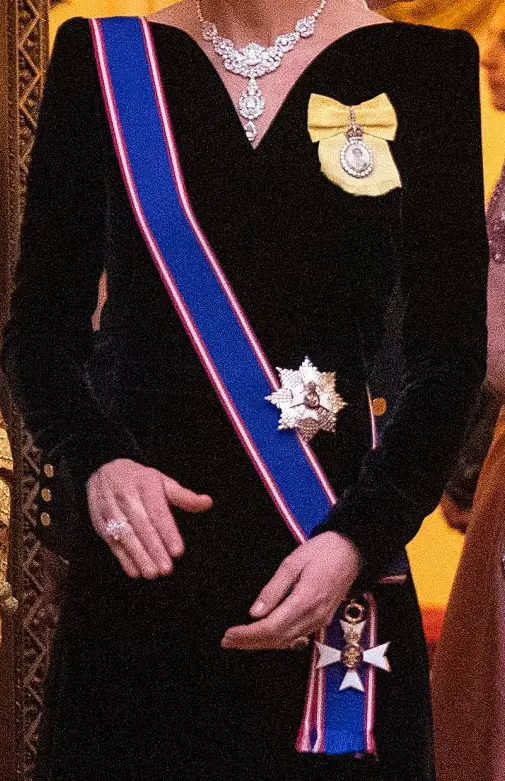 The Duchess of Cambridge was presented with Dame Grand Cross of the (GCVO) Royal Victorian Order and the blue, red and white sash by the Queen