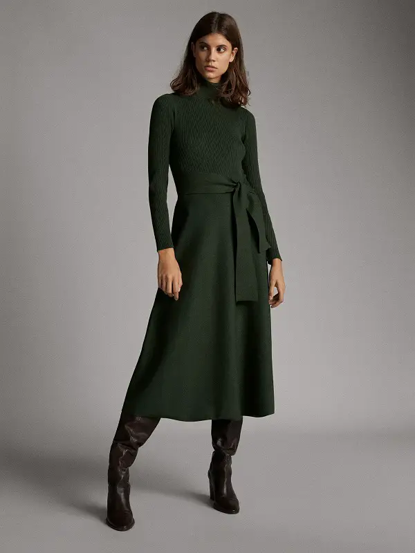 Duchess of Cambridge wore Massimo Dutti High Neck Belted Dress in a berry royal christmas special