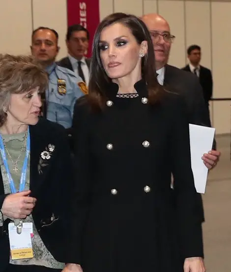 Queen Letizia of Spain cut an Elegant Figure in Black coat Dress at UN Health and Climate Change event5